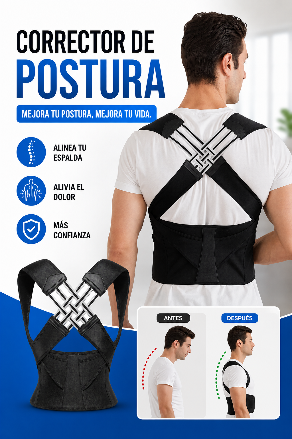 Corrector de Postura X Winner™ — Alivia el dolor de espalda desde el primer uso